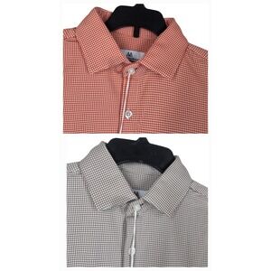 Mizzen Main Spinnaker Dress Shirt Trim Mens S Orange Beige Check Stretch Lot 2